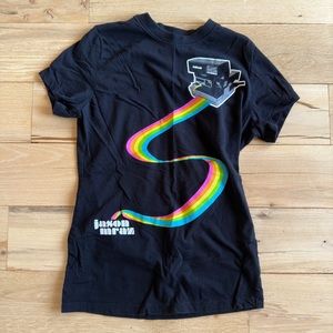 Jason Mraz 2008 Concert T-Shirt Black Tee Size Large with Camera Rainbow Band T